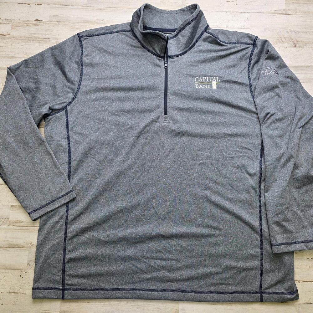 The North Face Men's 3XL 1/4 Zip Pullover Jacket "Capital Bank" Logo - Gray Golf